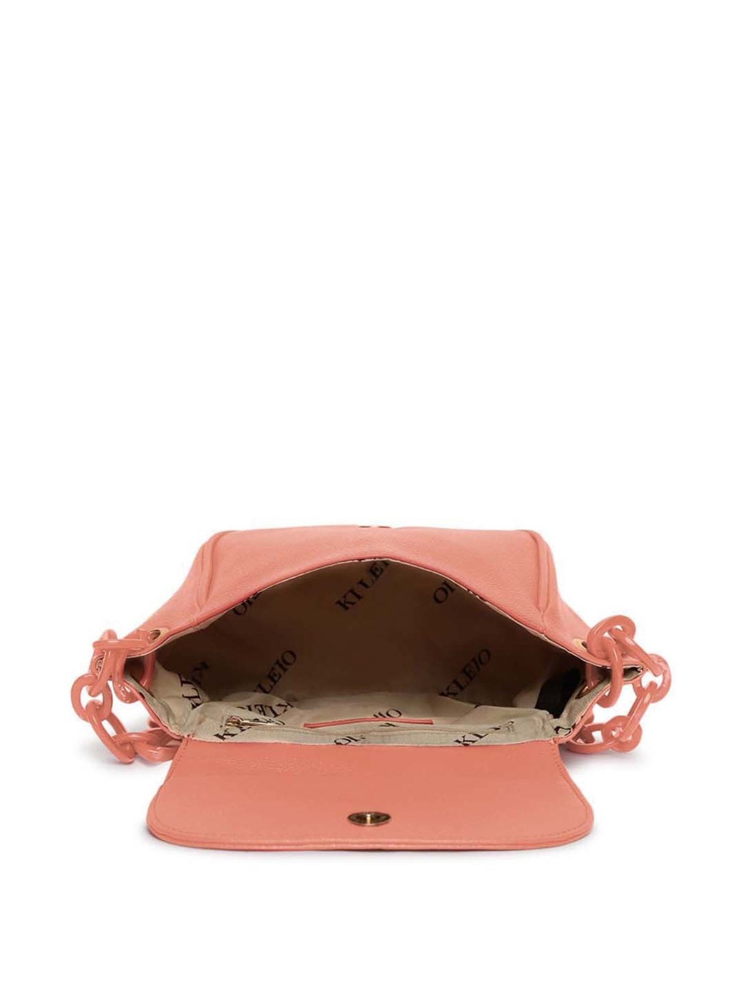 KLEIO Pink Solid Medium Shoulder Handbag