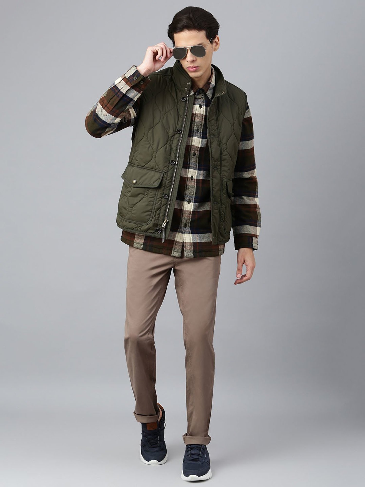 Woods Olive Regular Fit Quilted Jacket