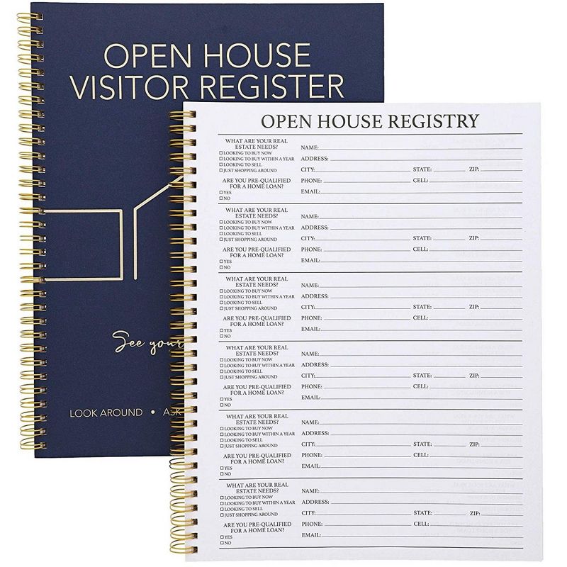 Juvale Open House Visitor Guest Registry Sign In Book and Tent Card (2 Pack)