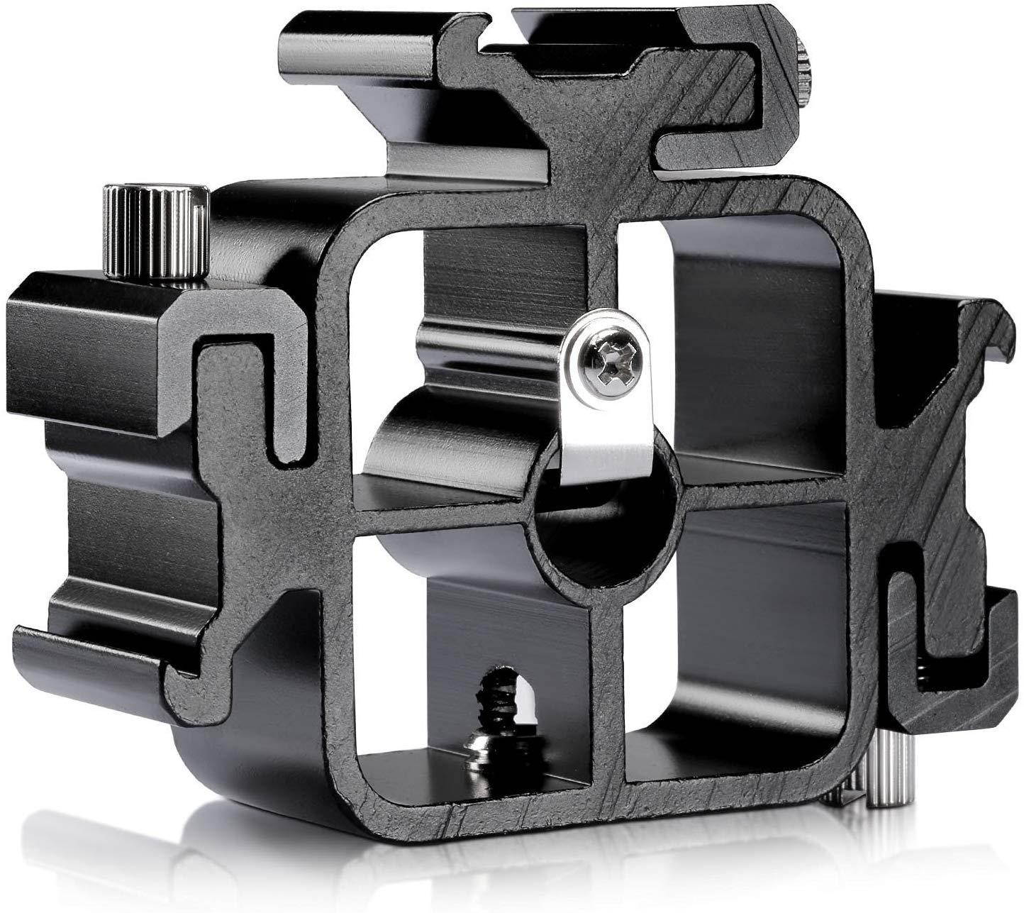 3-in-1 Triple Hot Shoe Mount Adapter with 1/4''-3/8'' Tripod Screw Thread for Flash Holder Bracket Light Stand Umbrella Holder fits Canon, Nikon, Olympus Flash Speedlite