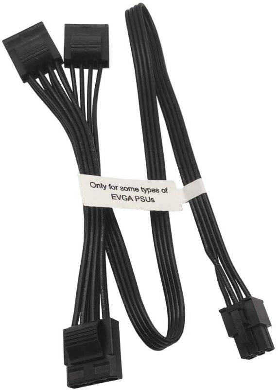 6 Pin to 3X 4 Pin Molex Hard Drive Power Adapter Cable for Some Types of EVGA Modular PSUs 20-in(50cm)