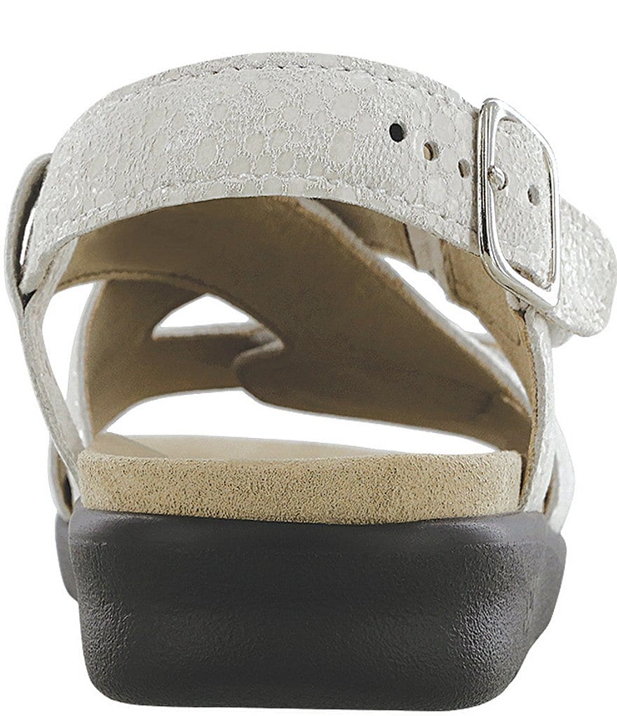 SAS Huggy Reptile Print Leather Adjustable Wedge Sandals