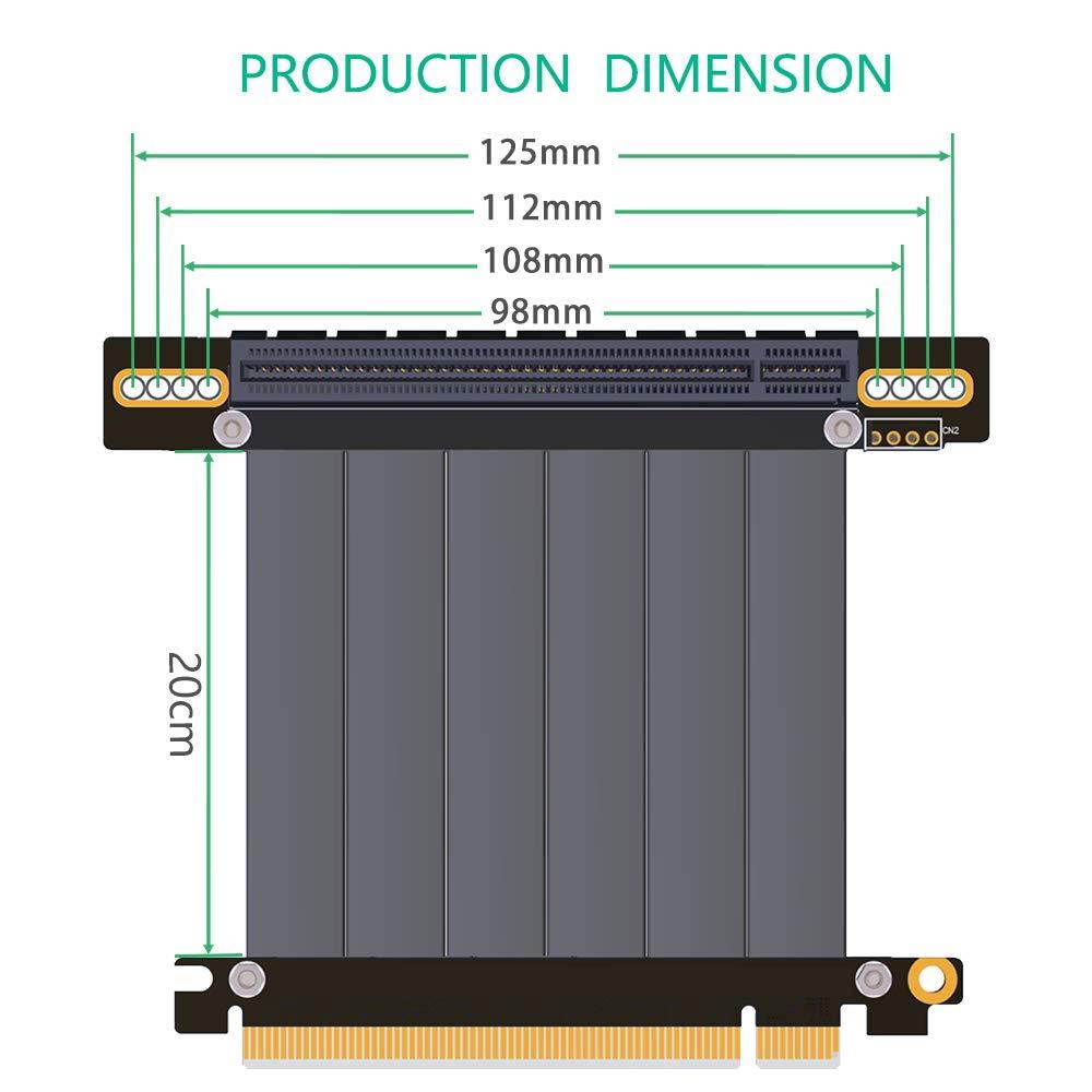 Timack PCI-e PCI Express3.0 16X Extension Cable with Gold-Plated Connector (pcie 16X 90 Degree Cable 20cm)