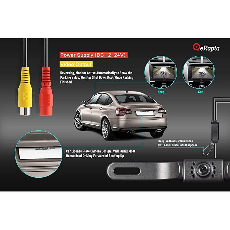 ERT01 2nd Generation Car Rear View Reversing Backup Camera Automotive with 149&deg;Perfect View Angle 8 LED Lights Night Vision 9 Level Waterproof Universal Car Backing Camera License Plate