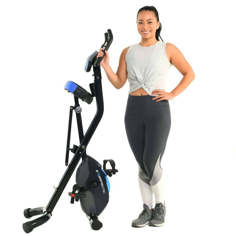 Body Flex Sports Body Rider BRF700 Stationary Full Body Cardio Exercise Upright Fan Bike with Dual Action Handlebars and Adjustable Seat