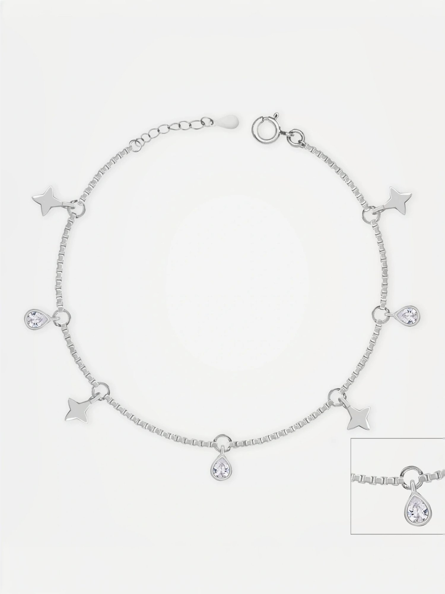 Touch925 Starry Box Silver Anklet for Women