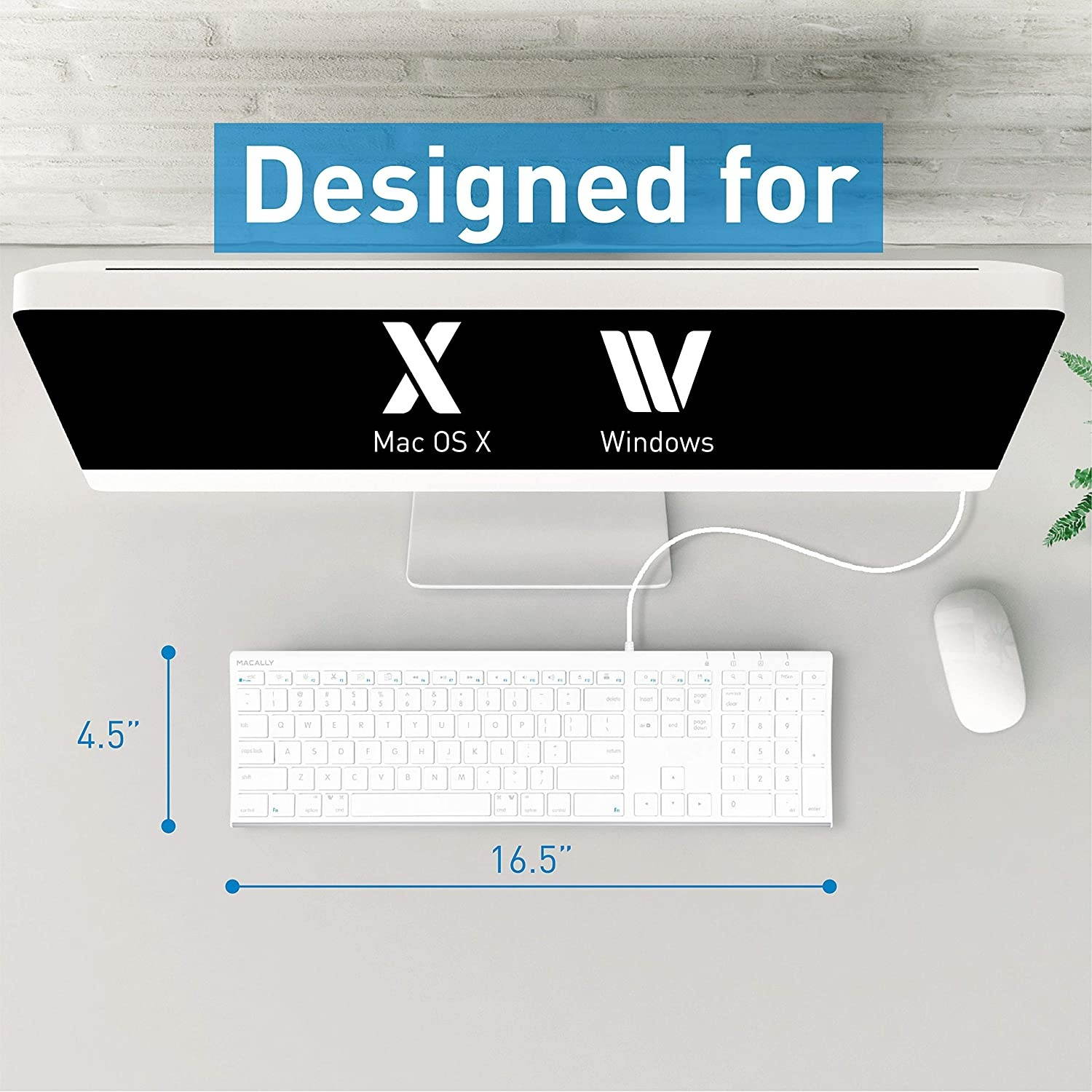 Macally Ultra Slim Wired Computer, and a Navy Blue Silent Mouse, Perfect Pair for Your Mac