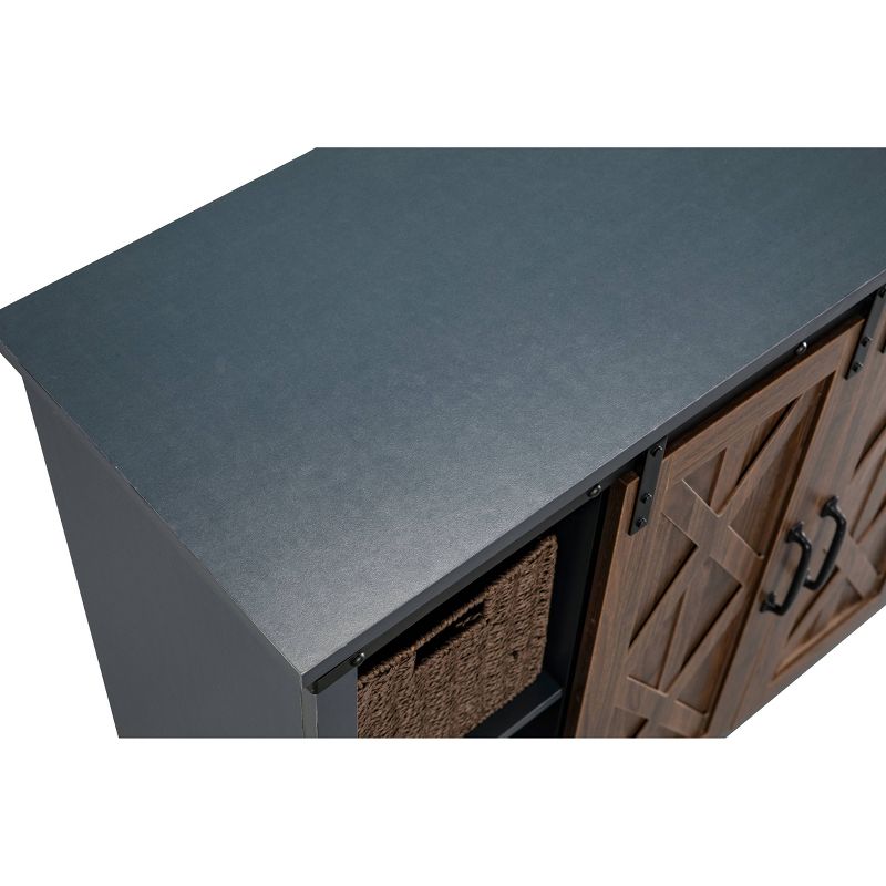 47" Barn Door Storage Accent Cabinet Navy - Home Essentials