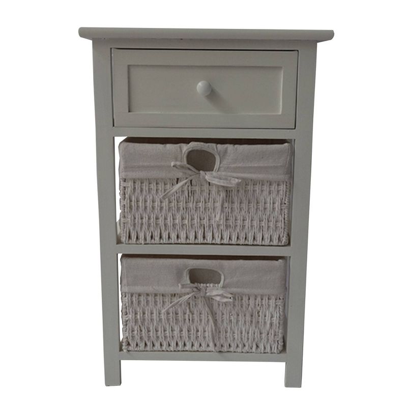 24.80" Single Drawer Wooden Storage Cabinet with 2 Cotton Paper Baskets Heathered White - The Urban Port