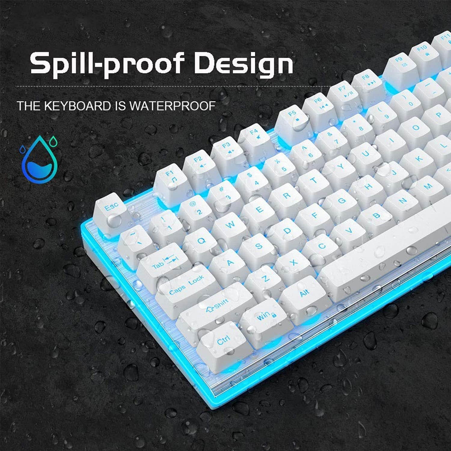 Gaming Keyboard and Mouse Combo, MageGee GT838 RGB Backlit Keyboard 104 Keys Aluminum Panel USB Quiet Wired Computer Keyboard for Windows PC Laptop - White/Silver