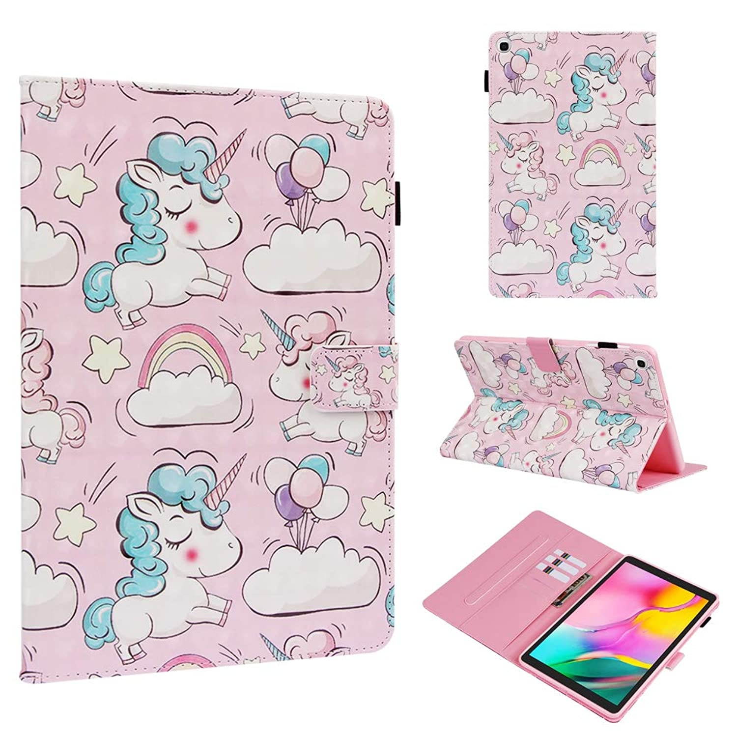 Galaxy Tab A 10.1 2019 Case SM-T510, Dteck Tablet Cover for Samsung Tab A 10.1 2019, Slim Leather Folio Stand Protective Case Compatible with Samsung Tab A 10.1(2019 Model) SM-T510/T515, Pink Unicorn