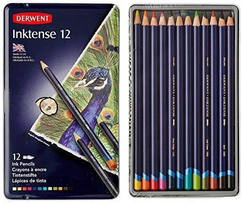 Derwent Colored Pencils, Drawing, Watercolor, Art, Inktense Ink Pencils, 12-Pack (0700928)