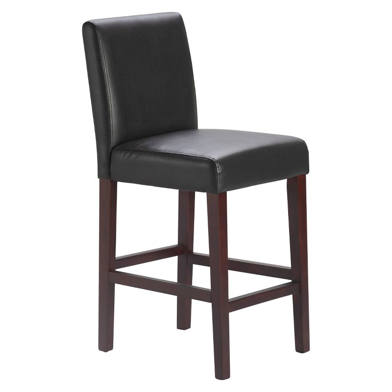 Set of 2 25.5" Liam Leather Counter Height Barstool Chocolate Dark Brown - Serta