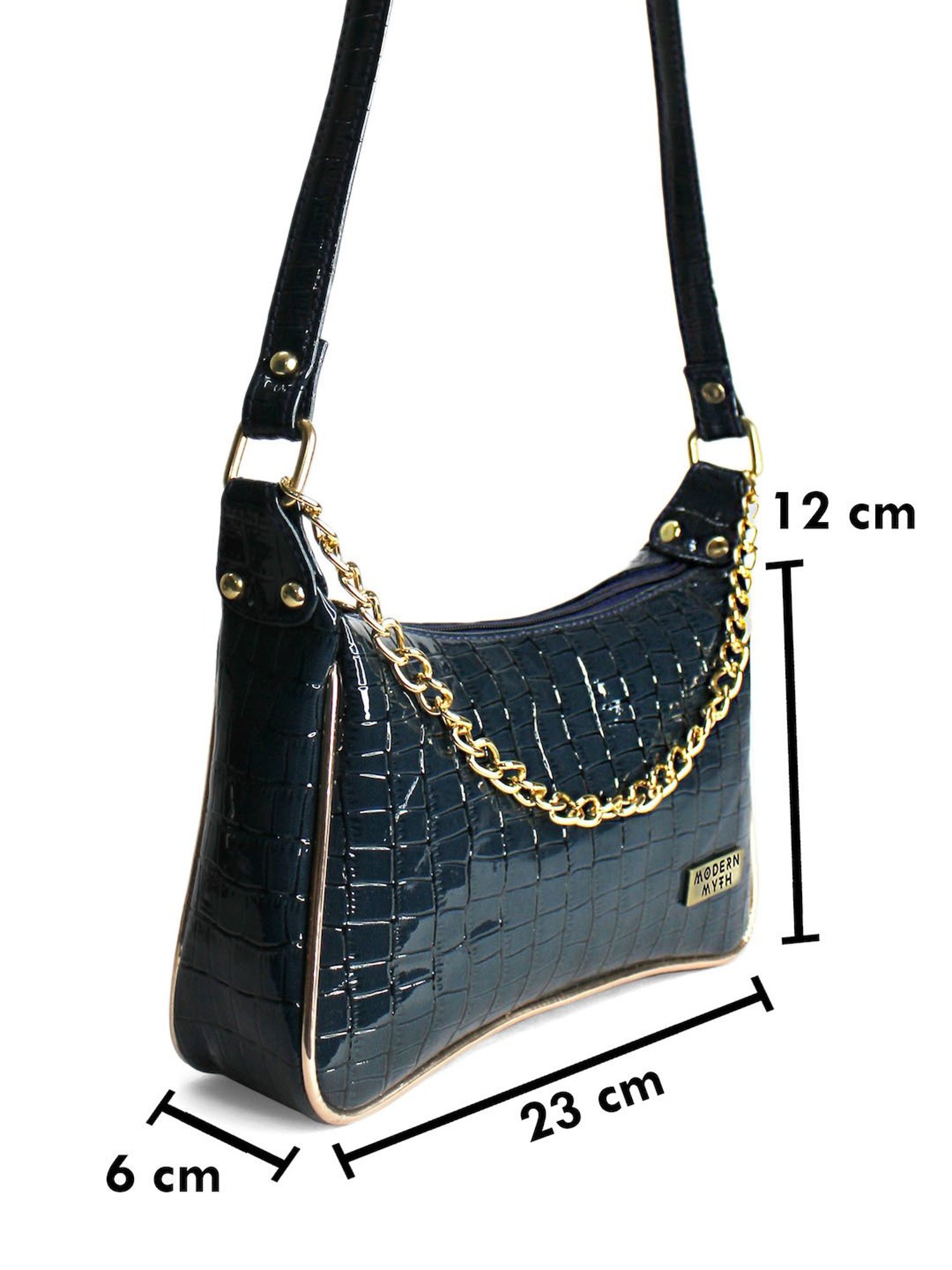 Modern Myth Blue Textured Medium Shoulder Bag