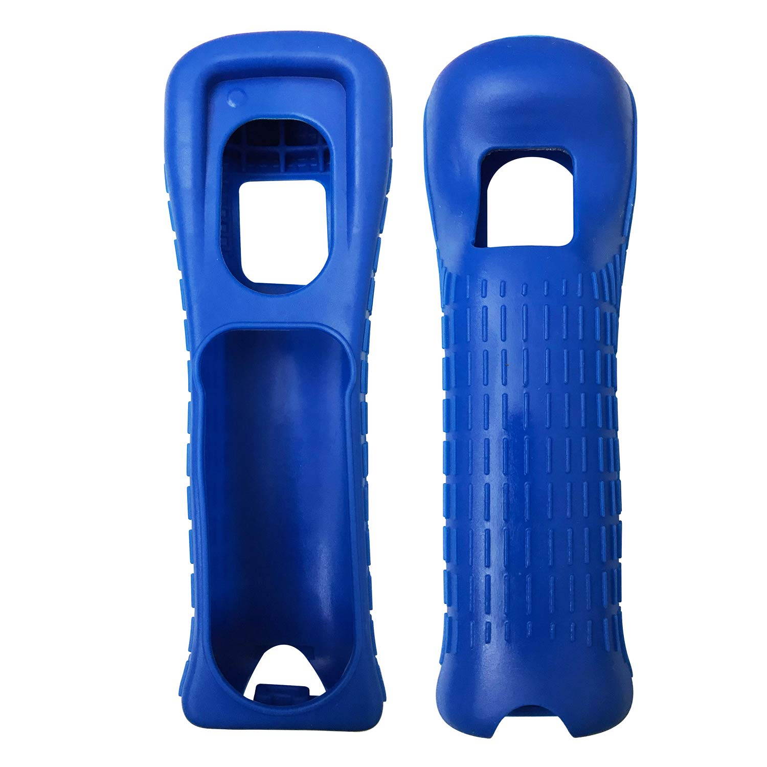 Jadebones 2X Silicone Skin Case Cover with Wrist Strap for Nintendo Wii Remote Controller (Red+Blue)
