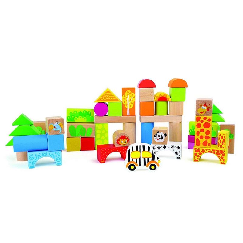 Small Foot Wooden Toys Wooden Blocks Zoo Playset - 50pc