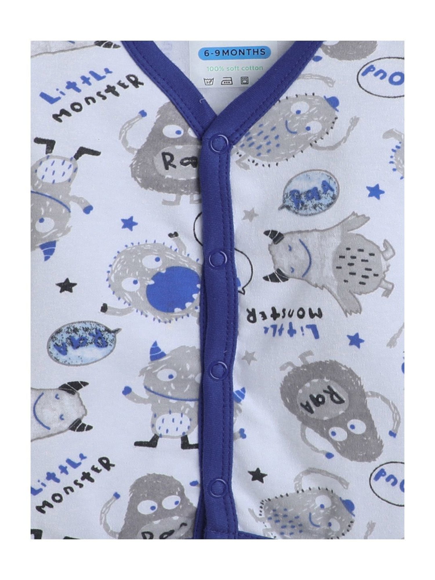 Bumzee Kids Multicolor Printed Full Sleeves Jhablas (Pack Of 3)