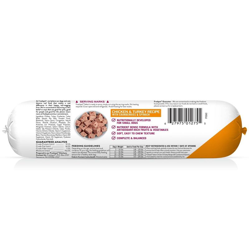 Freshpet Select Roll Small Wet Dog Chicken & Turkey Recipe Refrigerated Wet Dog Food - 1lb