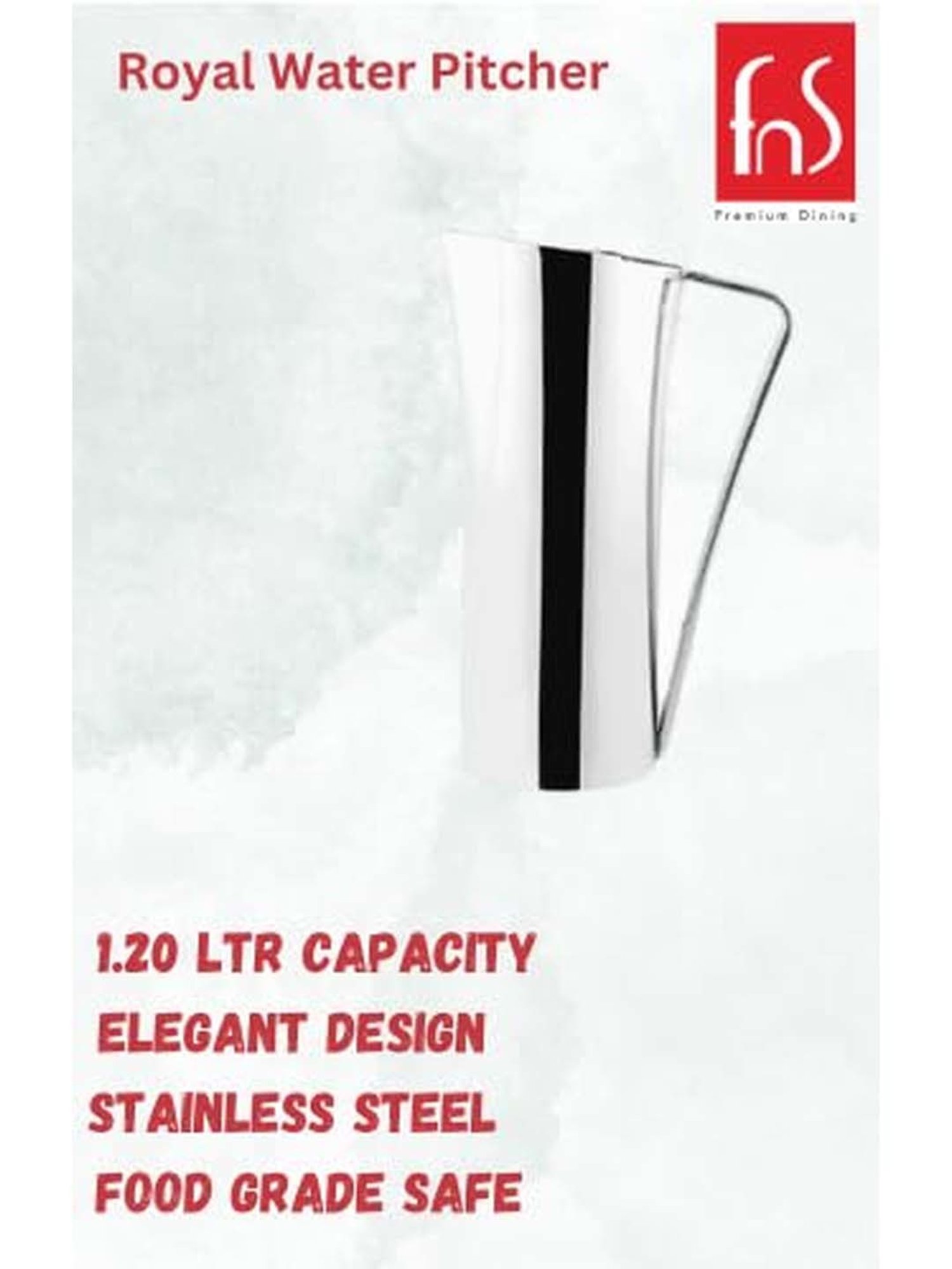 FnS Royal Silver Stainless Steel Pitcher (1.25 L)