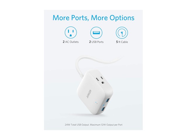 Poweradd Power Strip with USB C Power Delivery 18W, Travel Power Strip Mini with 3 Outlets, 18W USB C & QC 3.0 USB A Port, 5ft Cord, Flat Plug for Cruise Ship, Hotel, Dorm Room and Home,White