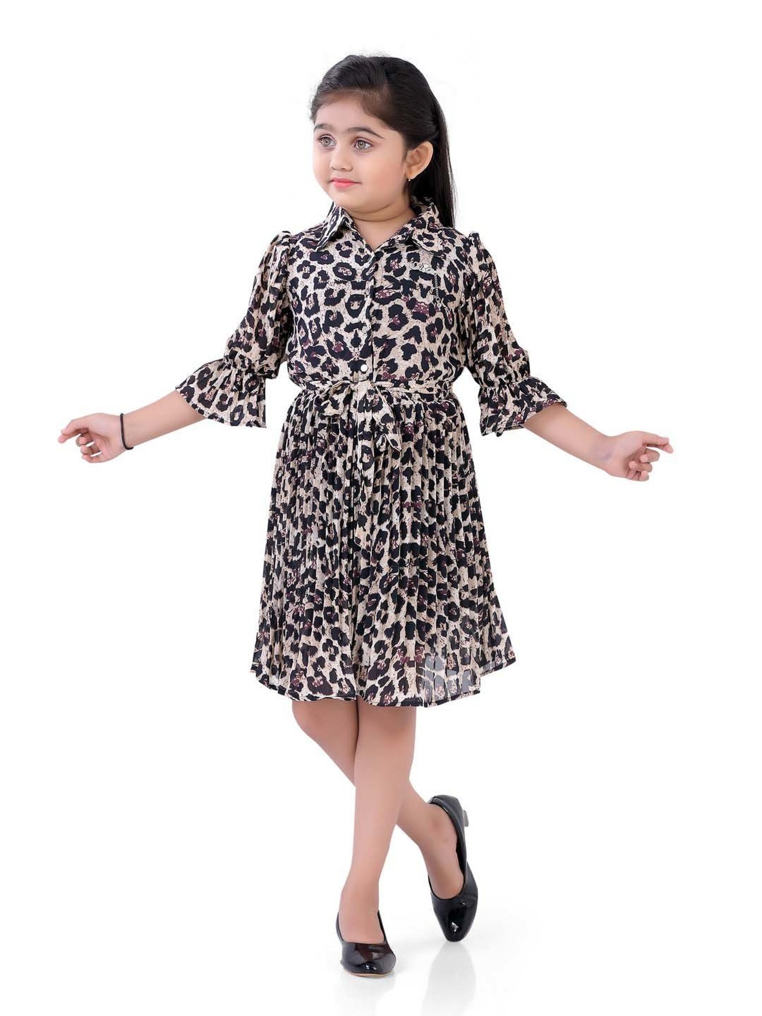 poplins Kids Navy Cotton Printed Dress