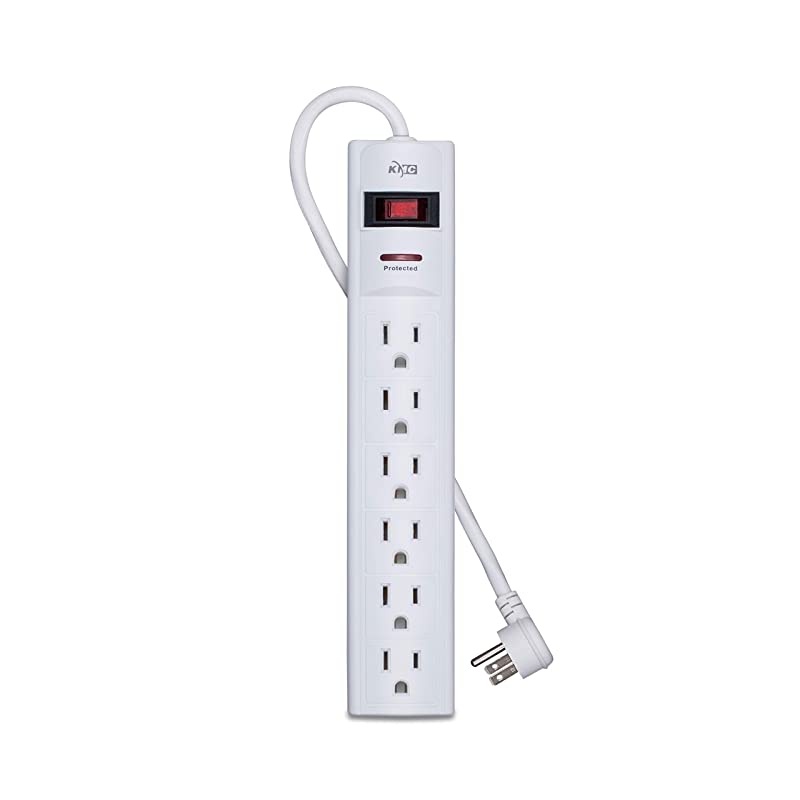 6-Outlet Surge Protector Power Strip with 15-Foot Cord, 1200 Joule, Overload Protection