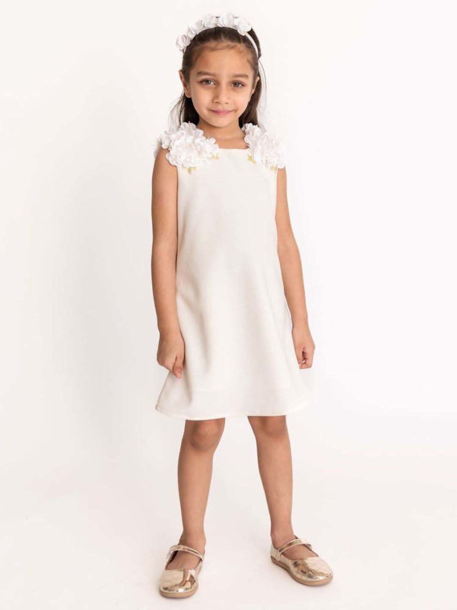 A Little Fable Off-White Applique Dress