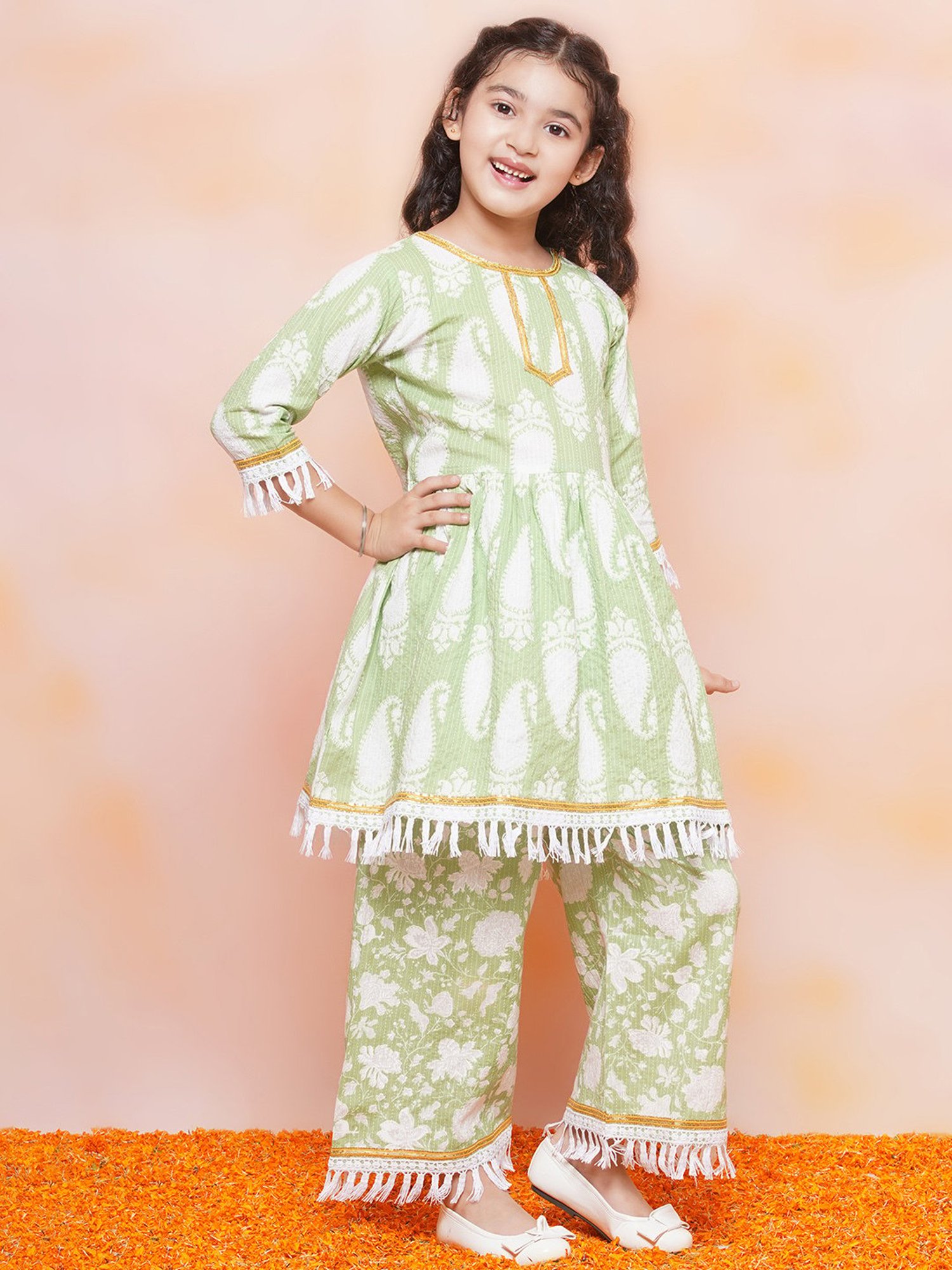 VASTRAMAY Kids Blue & White Cotton Over Dyed Kurta Set