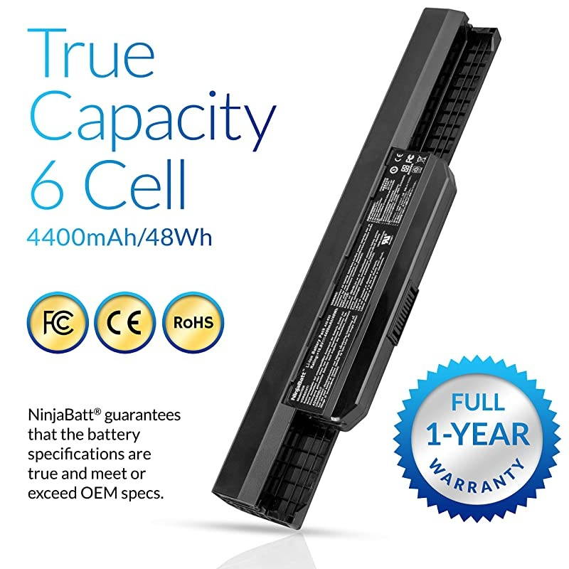 Laptop Battery for Asus K53E A32K53 A41K53 X44H A53S A53U X53U X53E X54C K53S K53SV A53E X53S X54H 07G016H31875 A43S K53SD A53 A54 K53 A54C A42K53 High Performance 6 Cells4400mAh48Wh