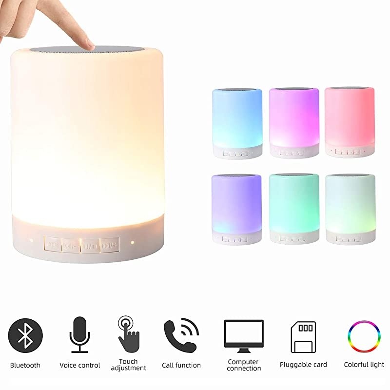 Speaker Night Lights Portable Wireless Speakers Smart Touch Discoloration LED LightOutdoor Speakers Best Gifts for GirlBoyBaby