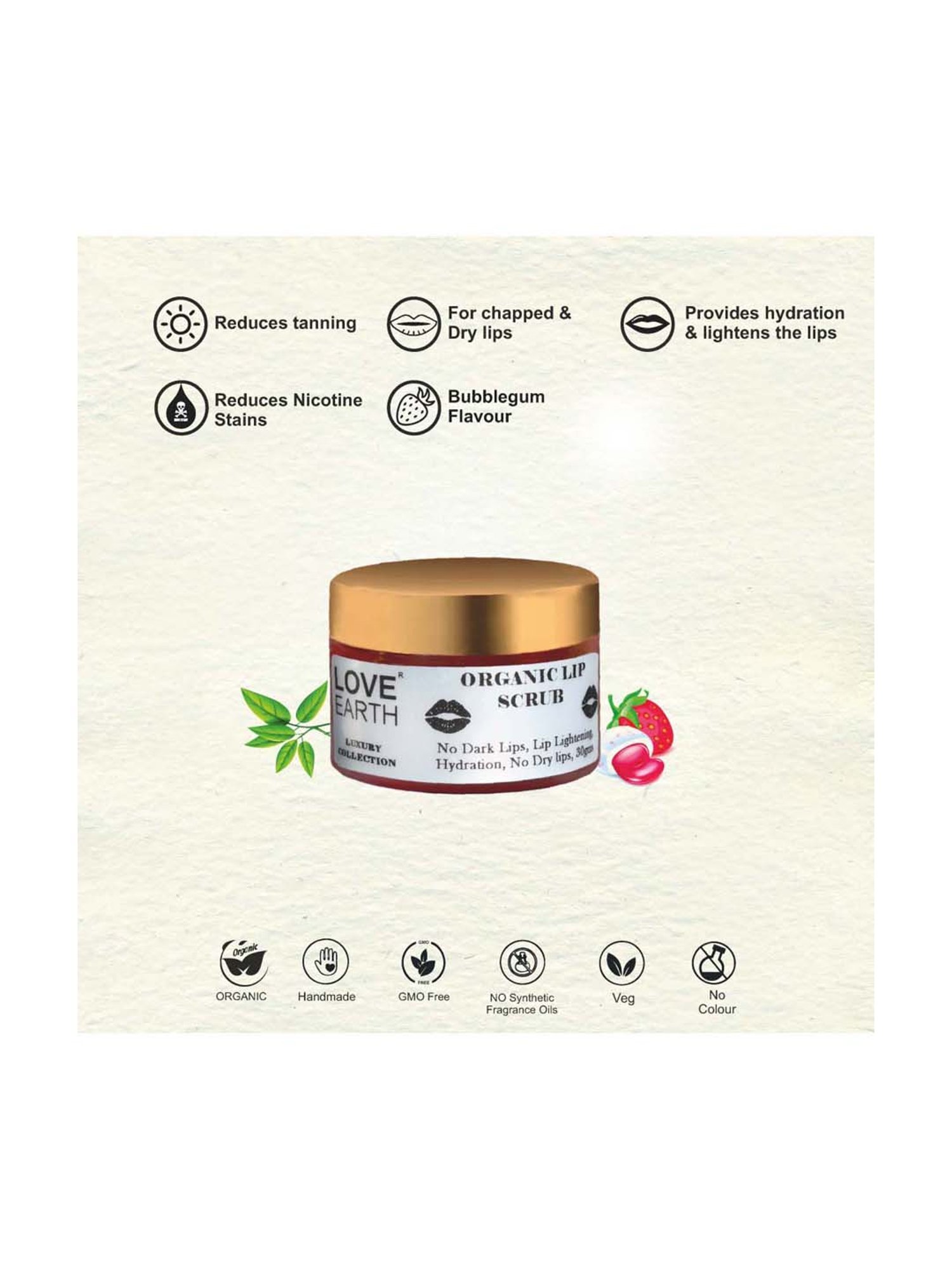 Love Earth Organic Lip Scrub - 30 gm