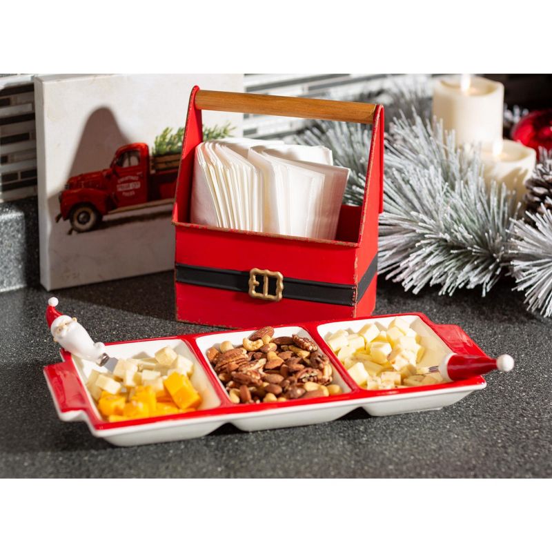 Sullivans Santa Dolomite Tray 15.5"L Red