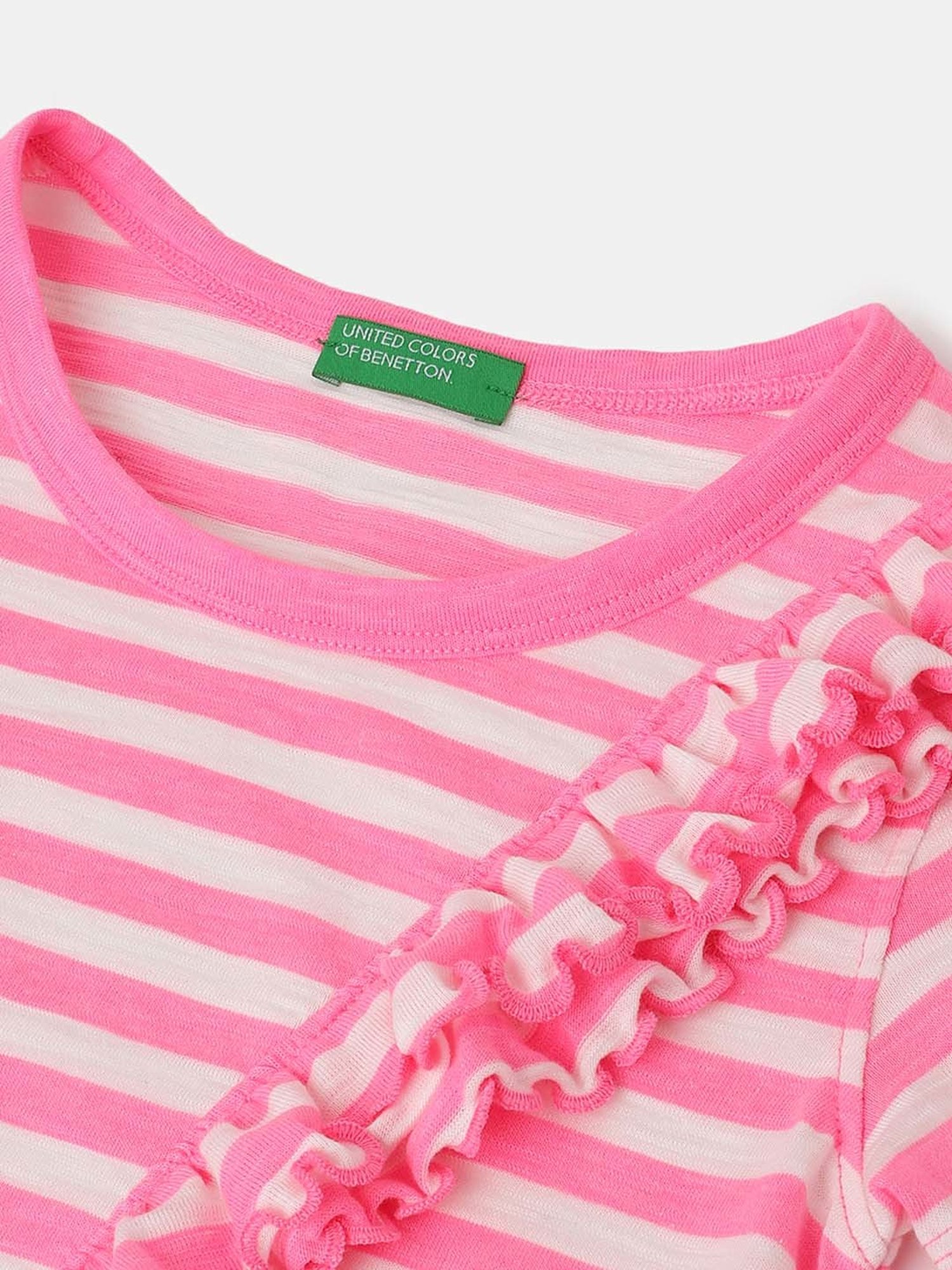 United Colors of Benetton Kids Pink & White Striped Dress