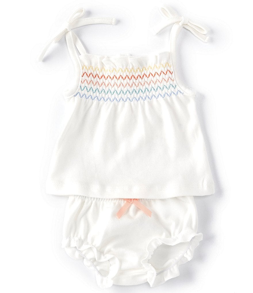 Starting Out Baby Girls Newborn-9 Months Rainbow Smocked Tank Top & Diaper Cover Set