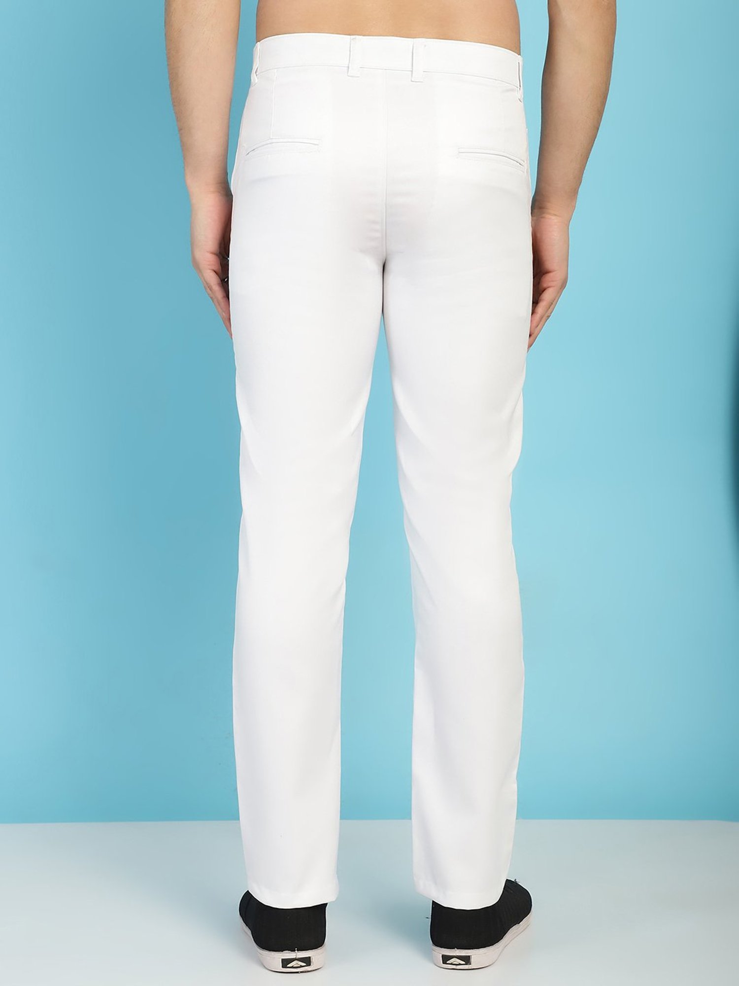 Jainish White Tapered Fit Flat Front Trousers
