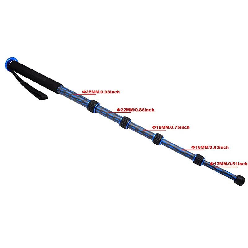 Camera Carbon Fiber Monopods, Light Weight 320g/0.7Ibs,Max Length: 166CM/65.2inch (MP-255LC)