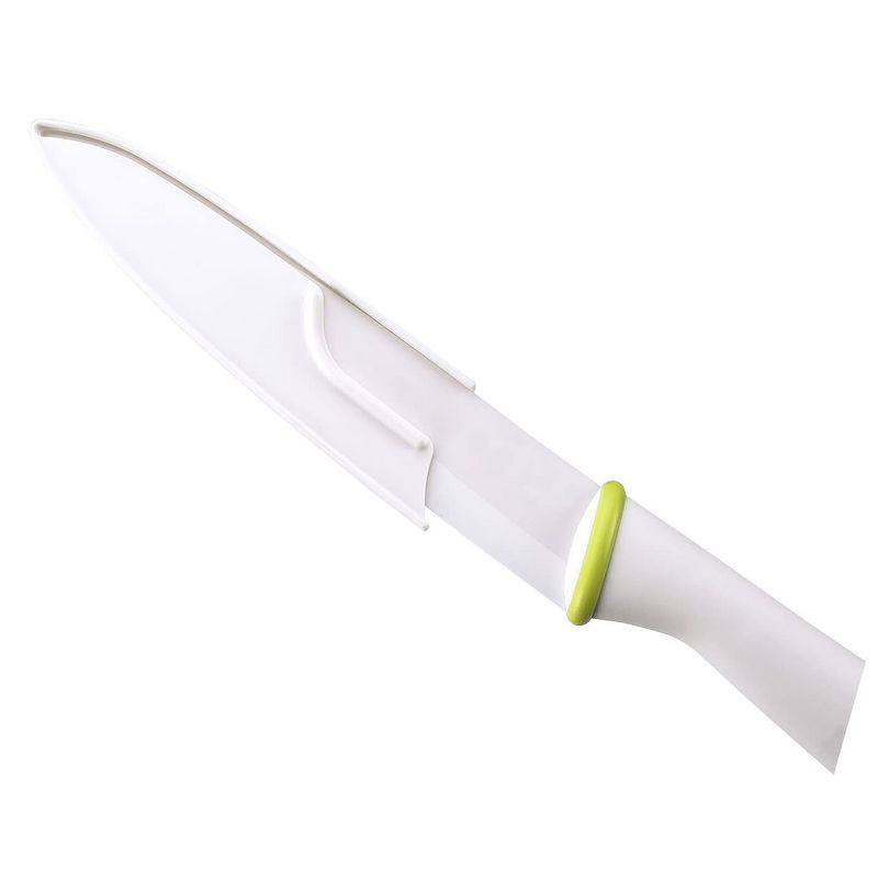 T-Fal Zen 84211 Ergonomic Sharp Ceramic 6 Inch Kitchen Chefs Santoku Knife with Protective Sheath and Ergonomic Grip, White