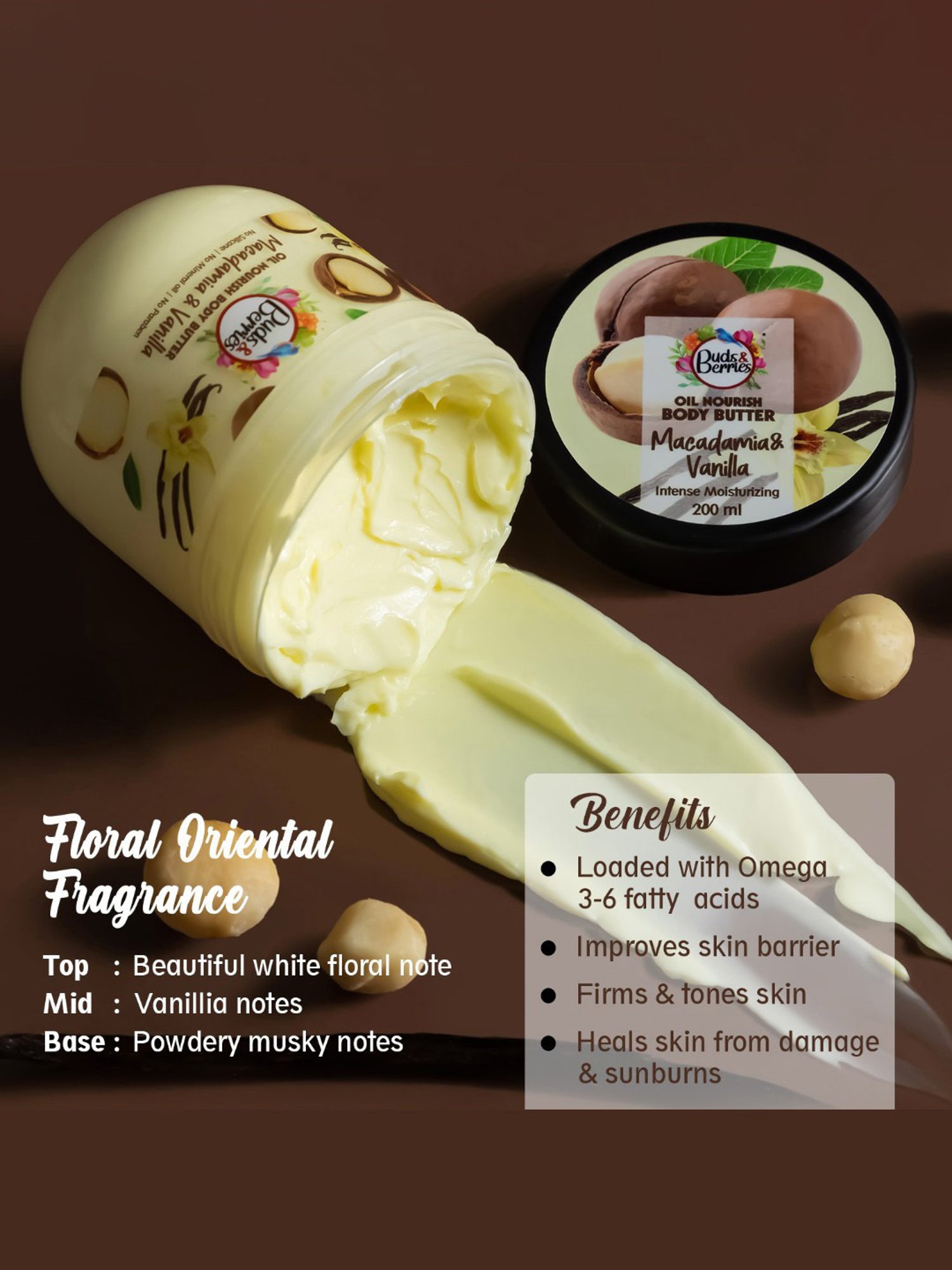 Buds & Berries Macadamia & Vanilla Oil Nourish Body Butter - 200 ml