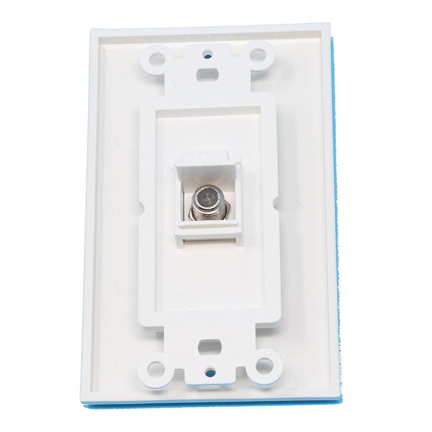 RiteAV - 1 Coax Cable TV Port Wall Plate White Decorative