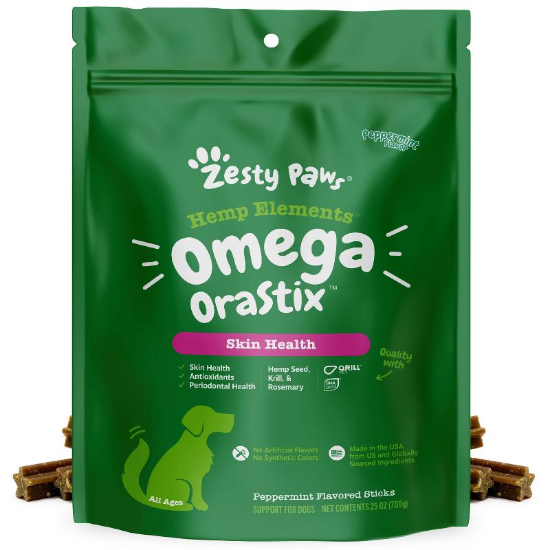 Zesty Paws Hemp Elements OraStix Omega Original Flavor - 25oz