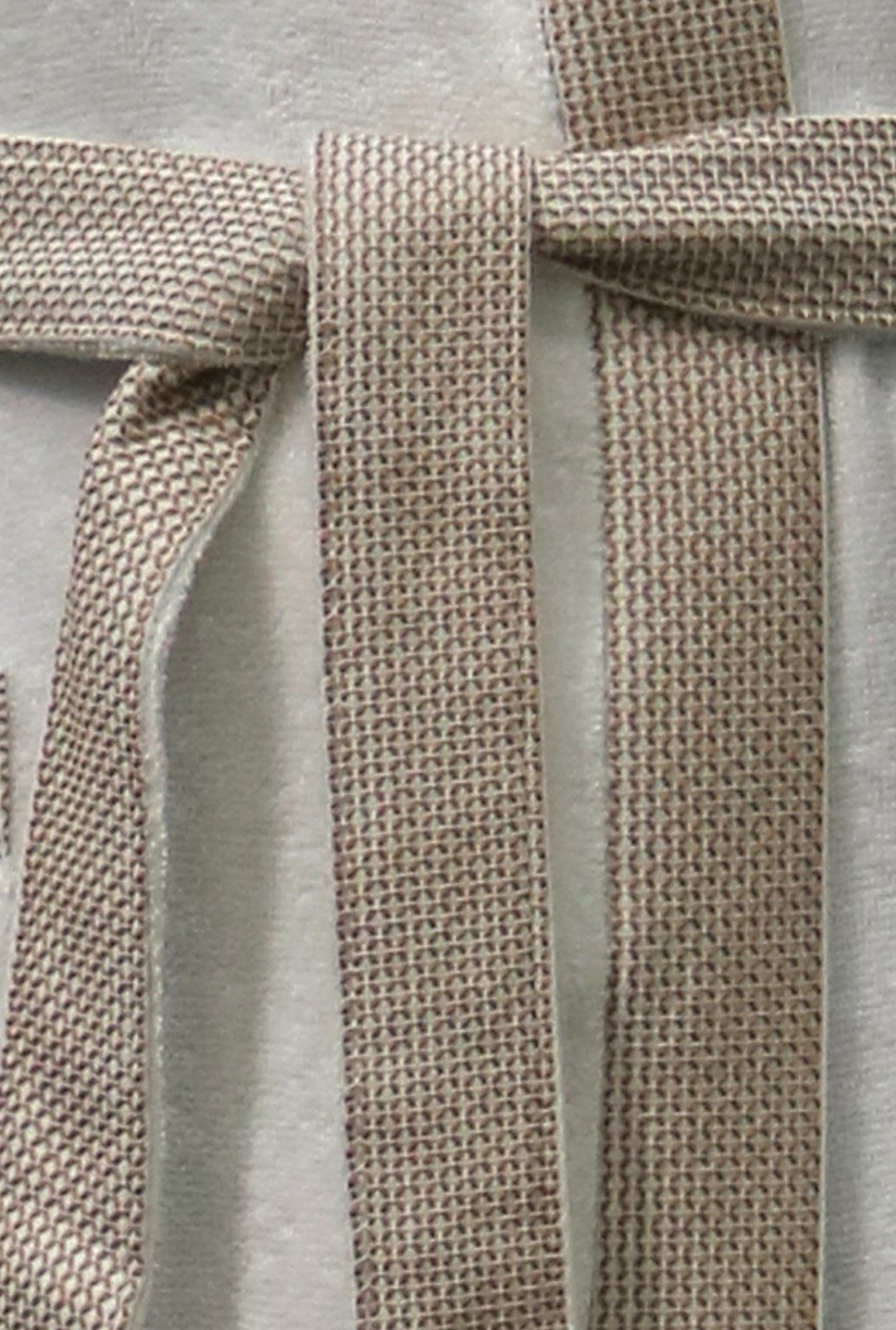 Spaces Hygro White & Beige Embroidered Cotton Wool Bathrobe - Set of 1