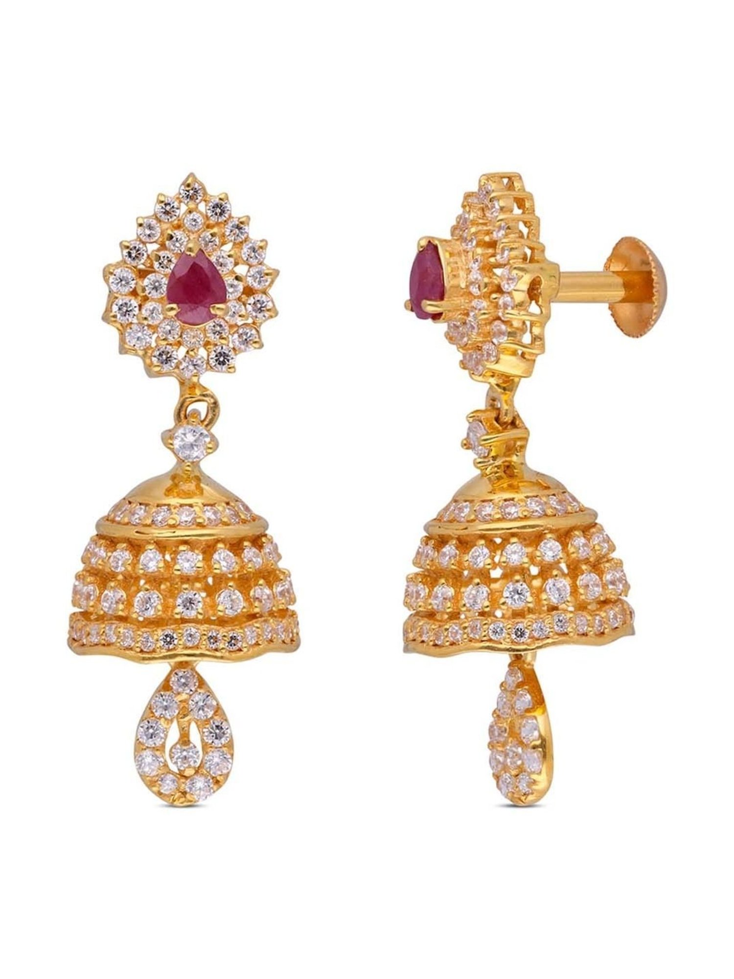 CKC Radiant Charm: Gold Jumka with Zircon and Ruby Stones
