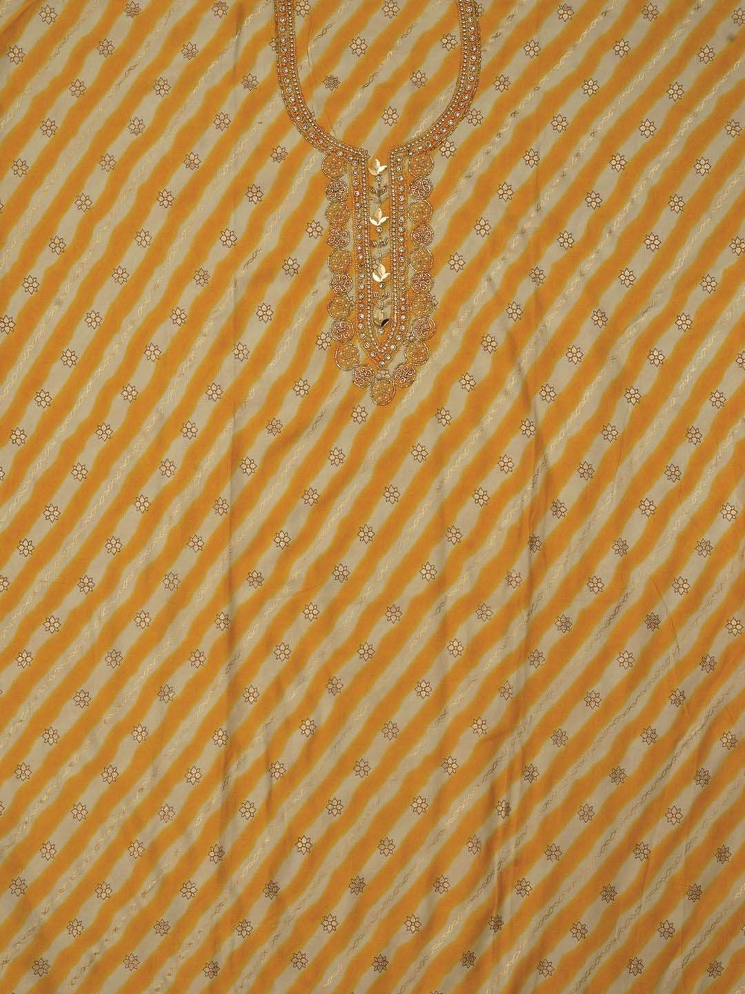 Jaipur Kurti Mustard Embellished Unstitched Dress Material