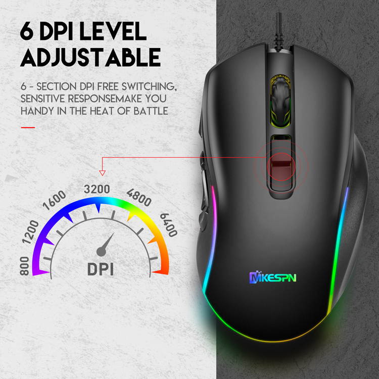 CUUWE X9 RGB Wired Gaming Mouse RGB Spectrum Backlit Ergonomic Mouse  Programmable with 14 Backlight Modes up to 7200 DPI for Windows PC Gamers (Black)