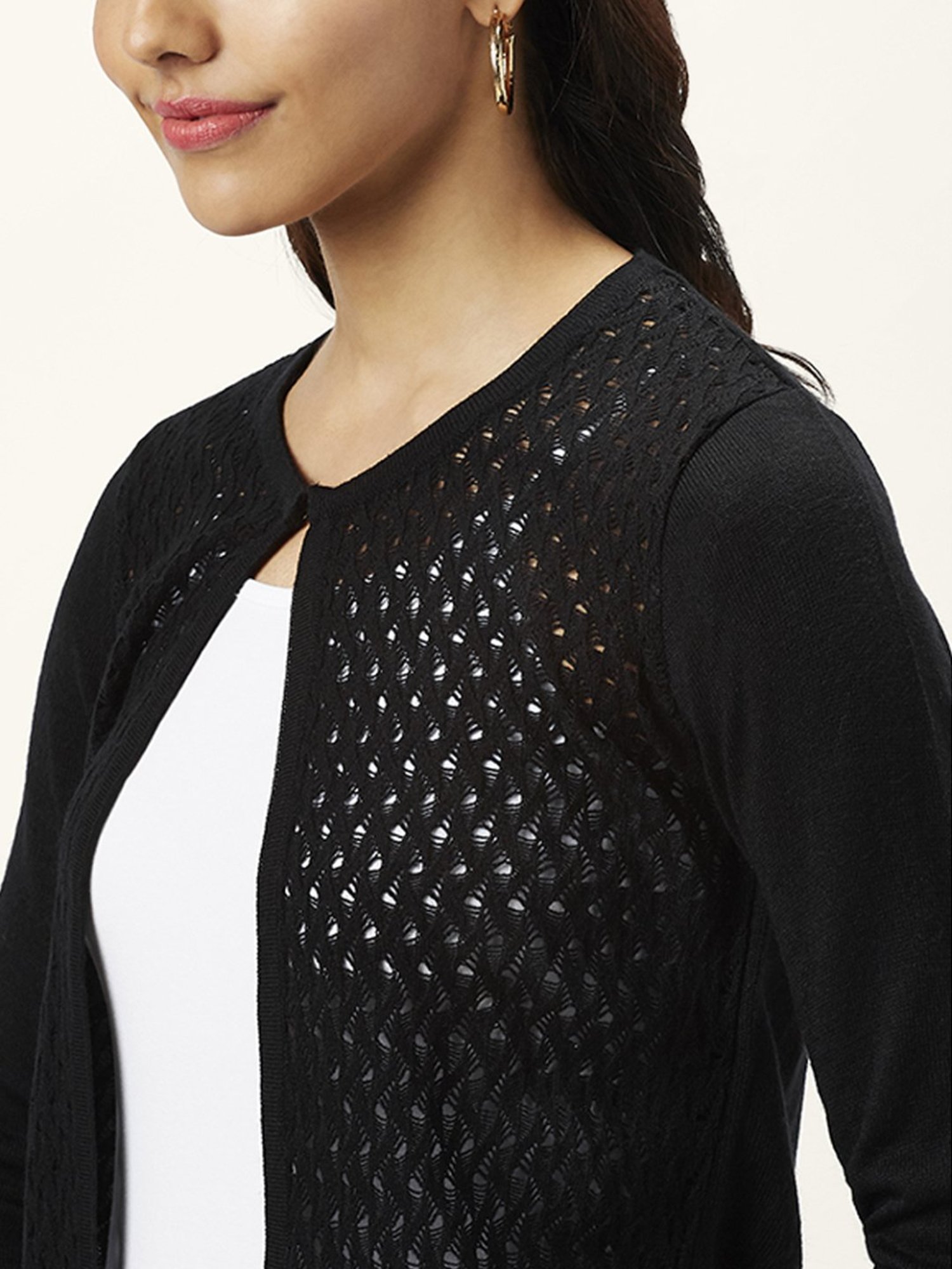 Honey by Pantaloons Black Self Pattern Shrugs