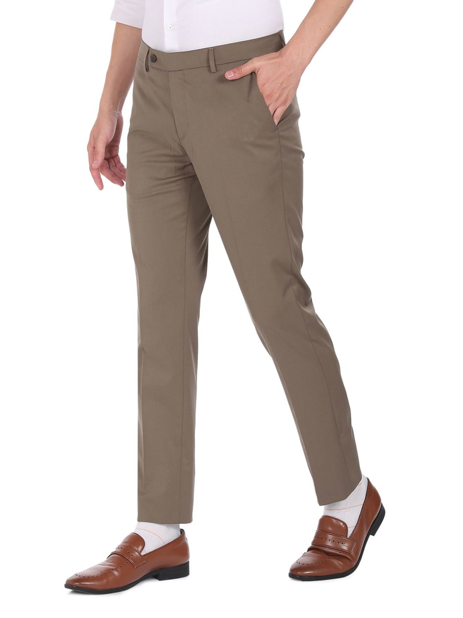 Arrow Stone Grey Regular Fit Trousers