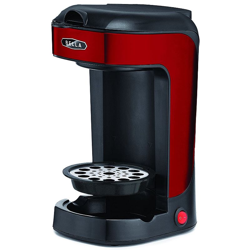 Bella 14485 Easy to Use 1 Scoop 1 Cup Powerful Compact Home Coffee Maker Machine with Permanent Filter, Red/Black