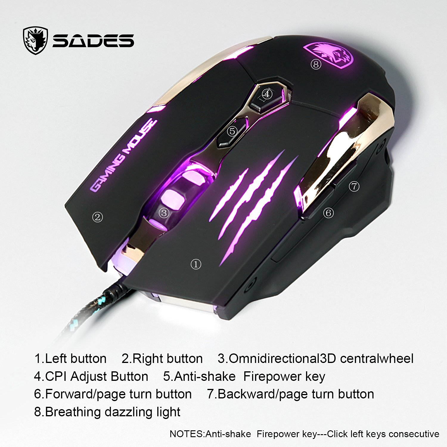 Magece G2 Gaming Mice 3200 DPI 6 Buttons Professional Ergonomic Gaming Mouse for PC Mac Gamer