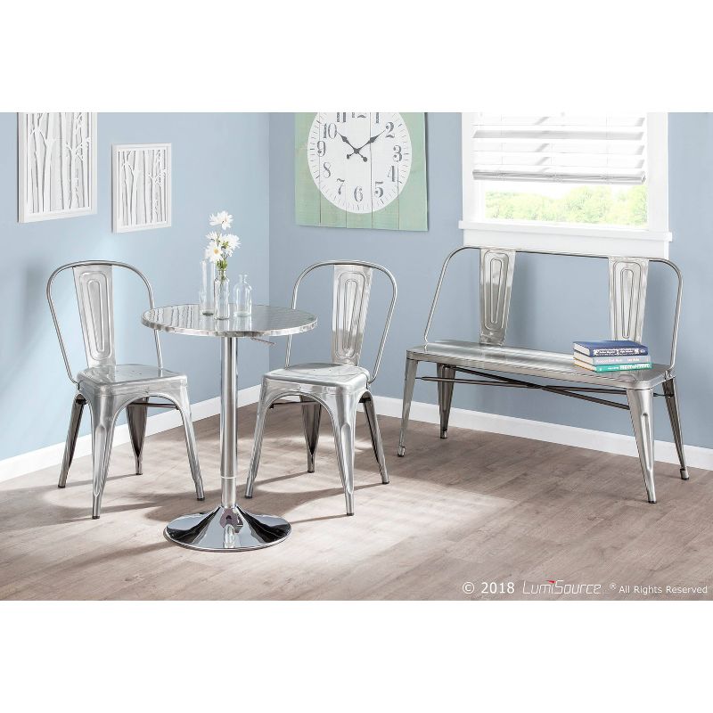 Set of 2 Oregon Industrial Dining Chair Metal/Silver Gloss - LumiSource