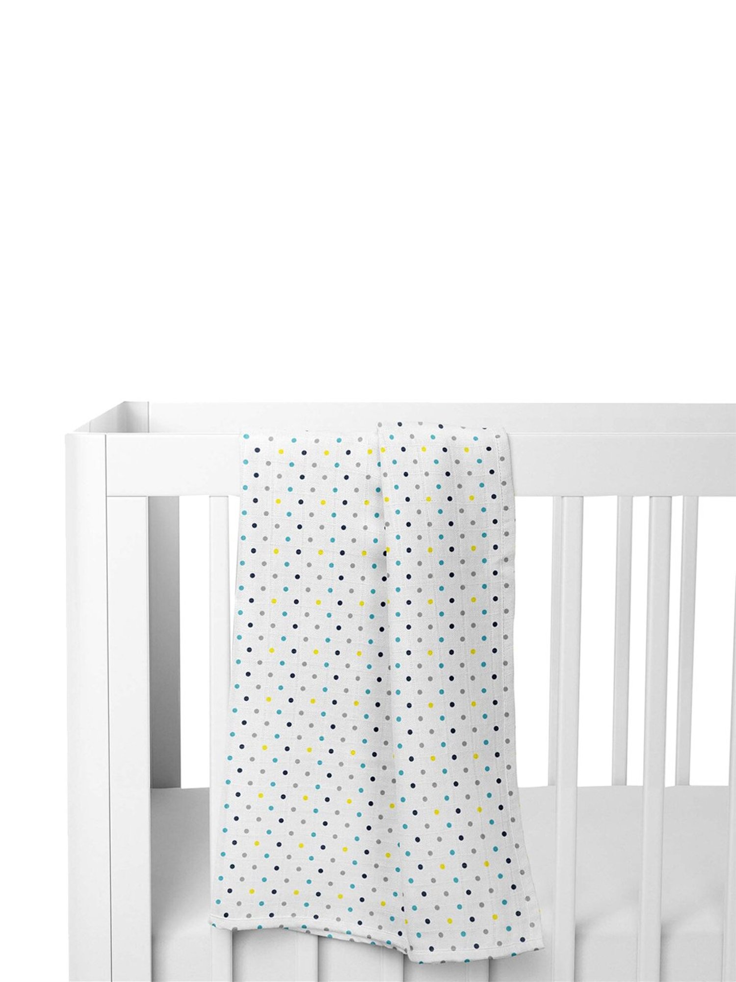 Haus & Kinder Printed White 40 TC Cotton New Born Swaddle Wrap - Set of 5